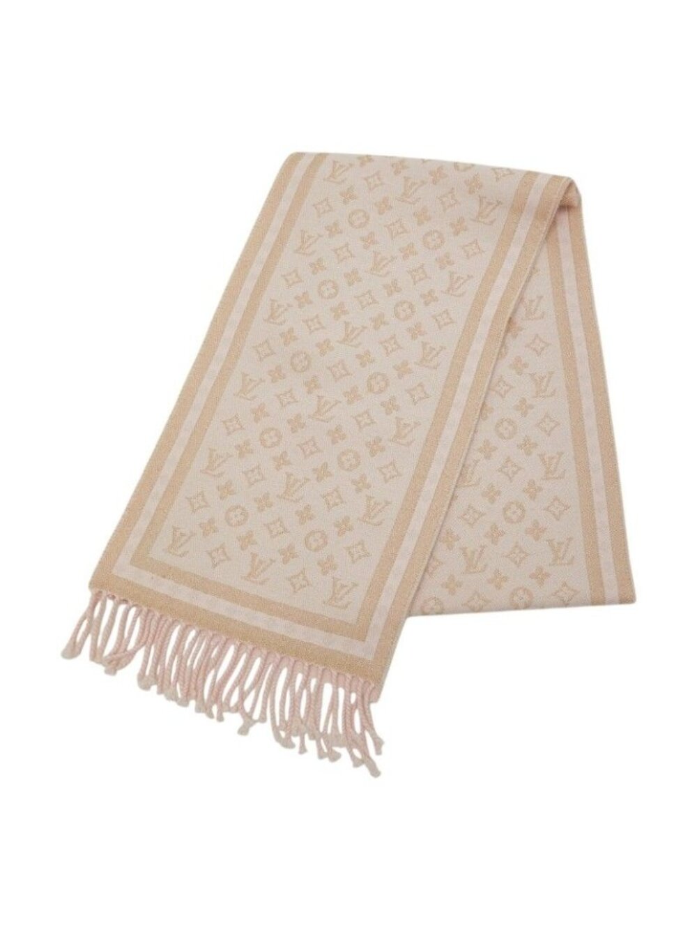 Louis Vuitton Monogram Mini Echarpe Scarf Pink Cashmere Wool Lurex